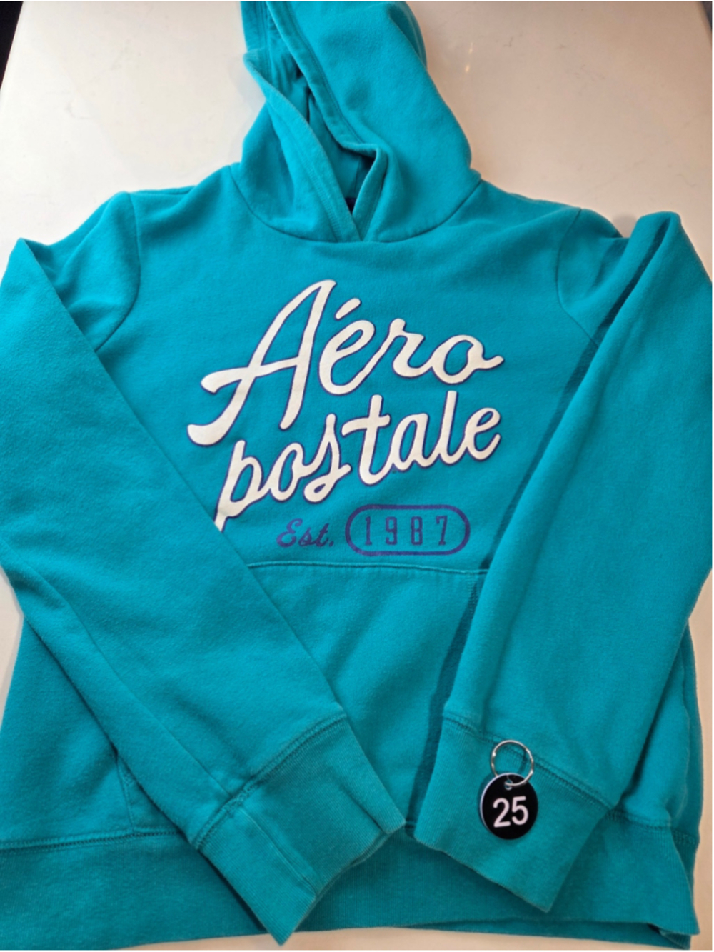 Women's Aeropostale Hoodie Sweatshirt Size M Blue White #25